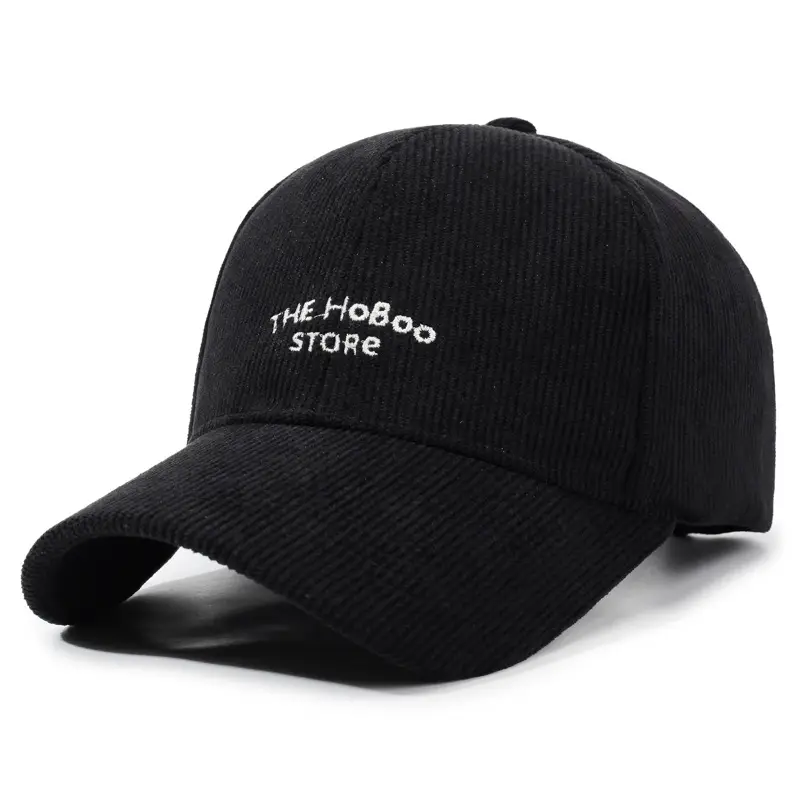 Women Red Corduroy Baseball Cap with Letter Embroidery