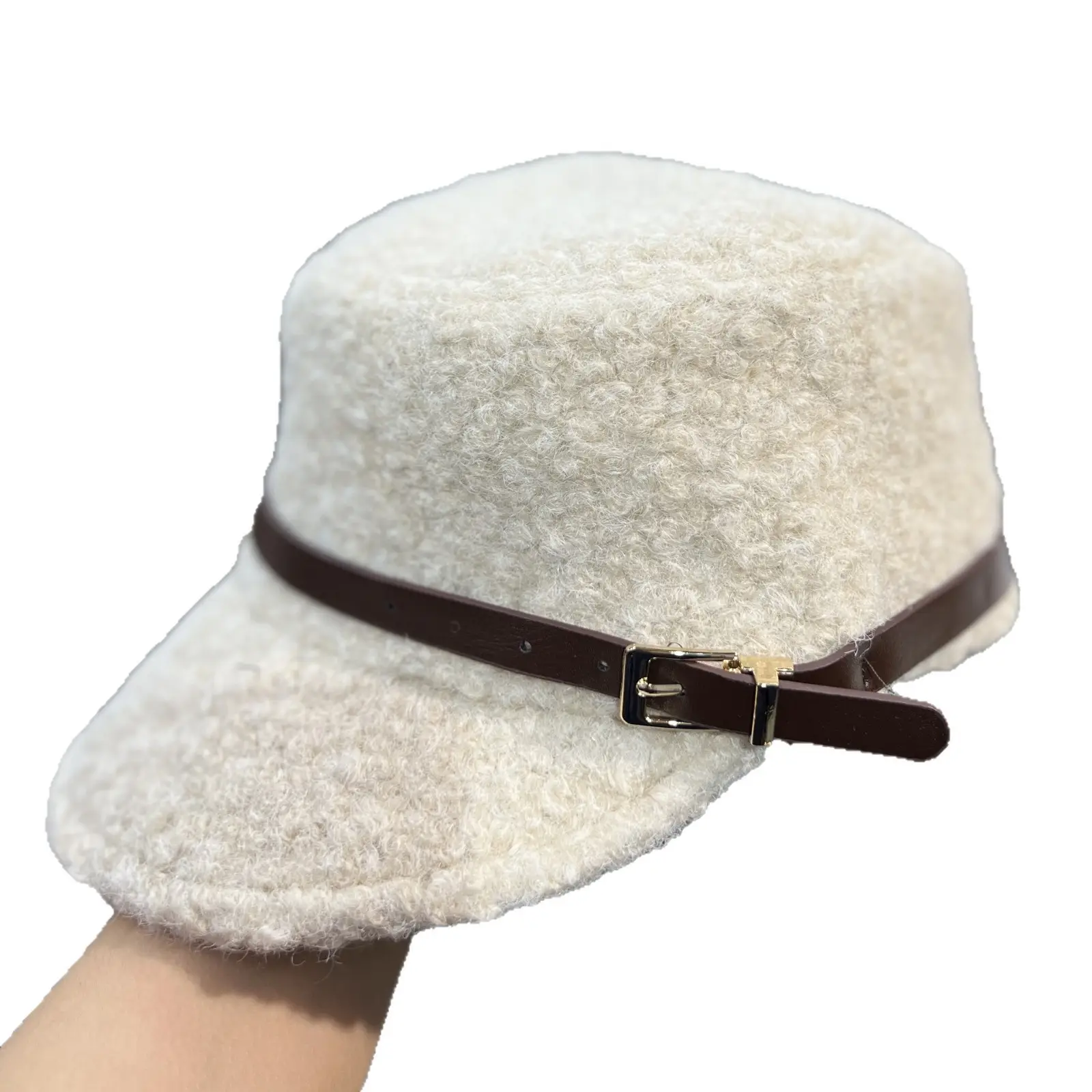 Lamb Wool Baseball Cap for Women Warm Winter Cap - Image 10
