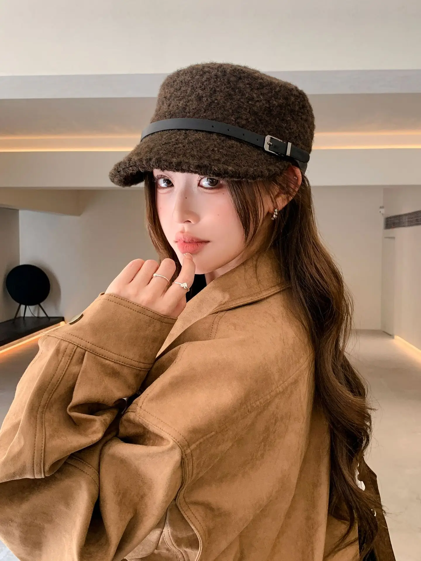 Lamb Wool Baseball Cap for Women Warm Winter Cap — feature 13
