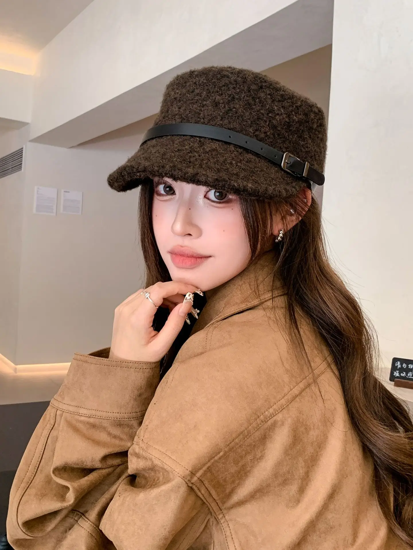 Lamb Wool Baseball Cap for Women Warm Winter Cap — feature 14