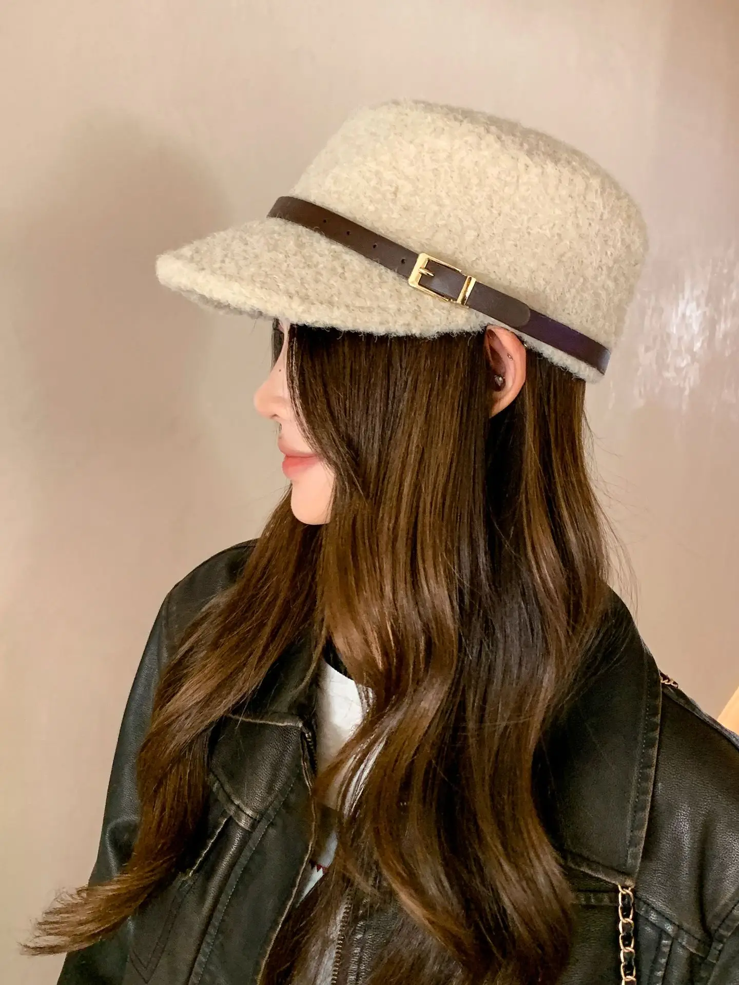 Lamb Wool Baseball Cap for Women Warm Winter Cap — feature 18
