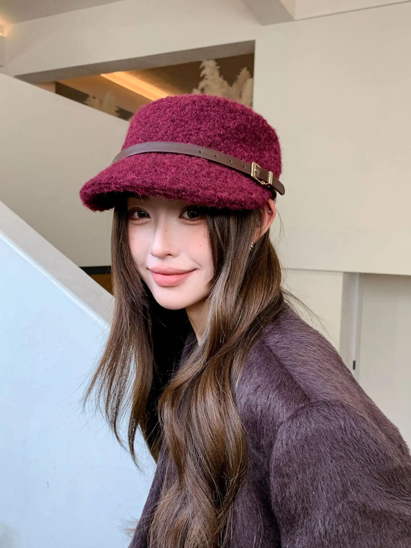 Lamb Wool Baseball Cap for Women Warm Winter Cap — feature 24