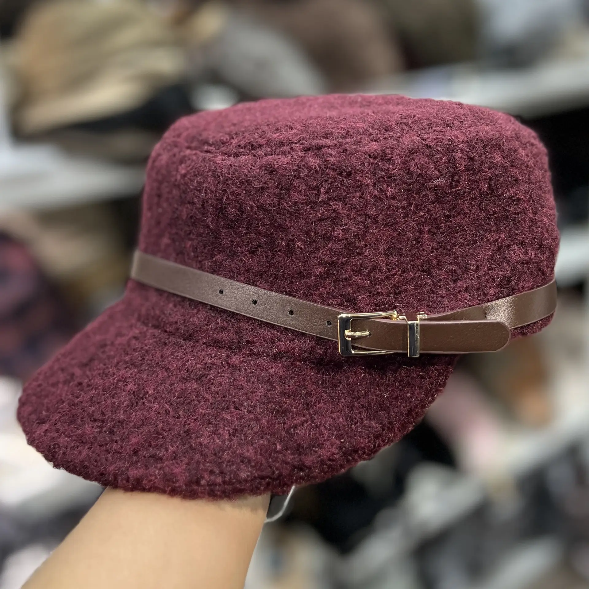 Lamb Wool Baseball Cap for Women Warm Winter Cap - Image 3