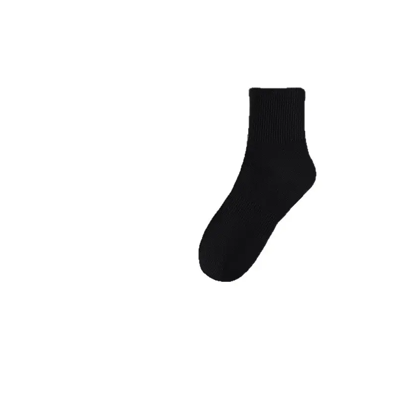 Men's Seamless Socks for Spring, Autumn, and Winter, Mid-Calf Cotton Socks, Long Anti-Odor Black and White Sports Men's Socks