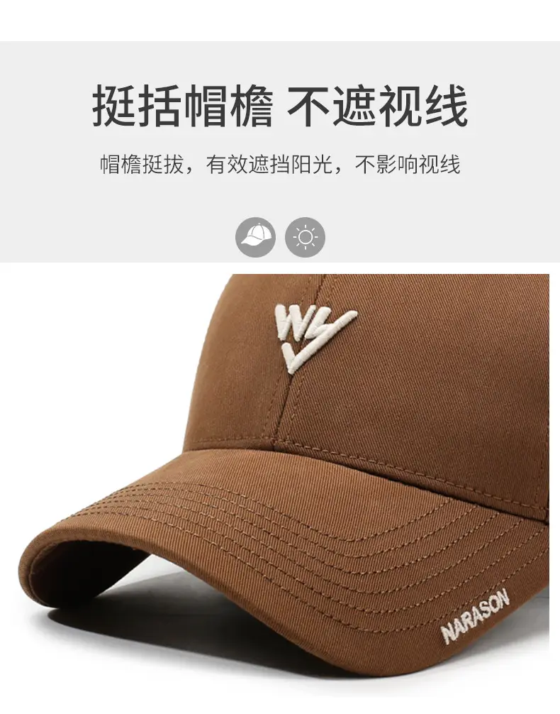 Korean Style Embroidered Baseball Cap Brown — feature 2
