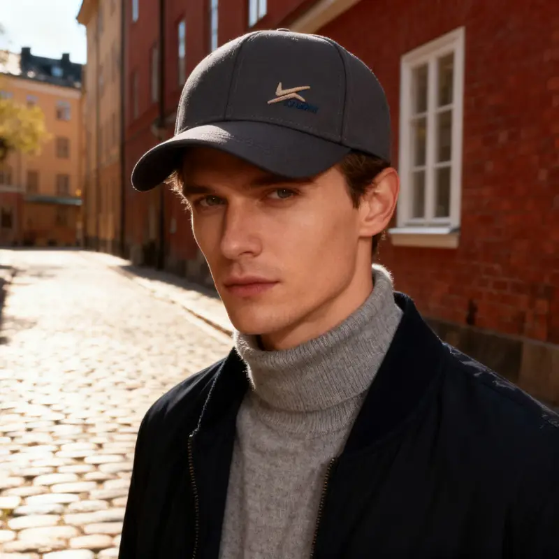 Men's Grey Velvet Baseball Cap with Logo - Image 7