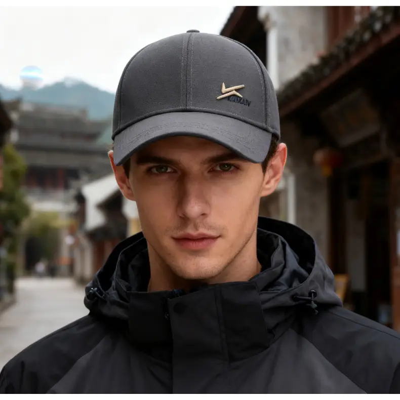 Men's Grey Velvet Baseball Cap with Logo — feature 15