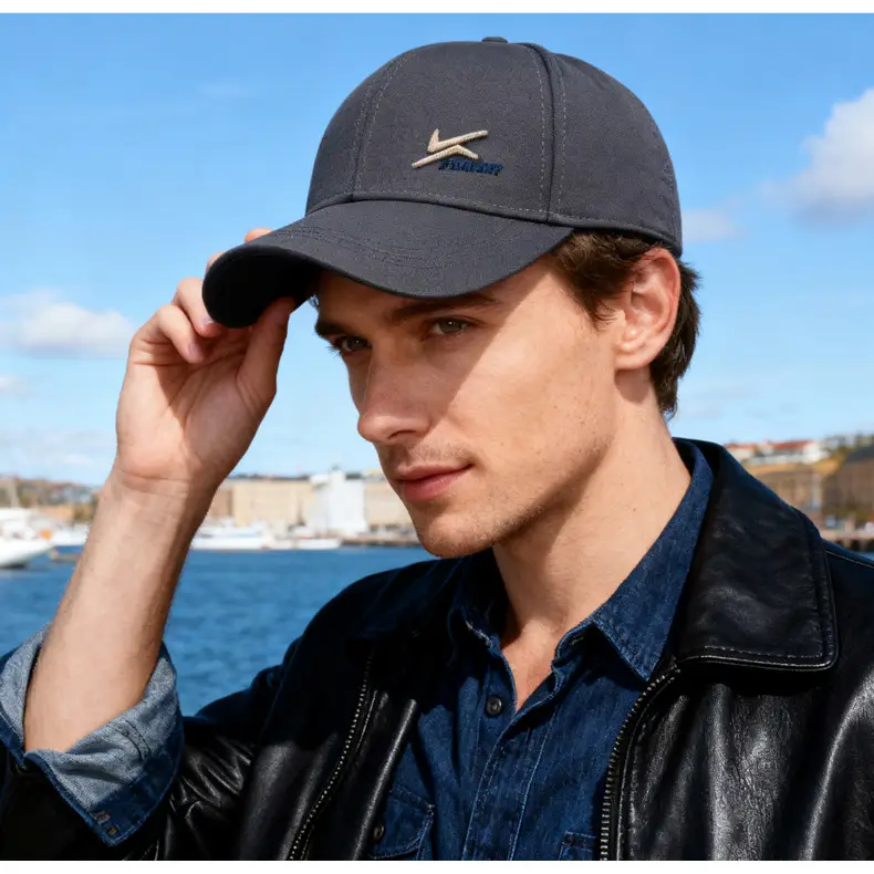 Men's Grey Velvet Baseball Cap with Logo — feature 17