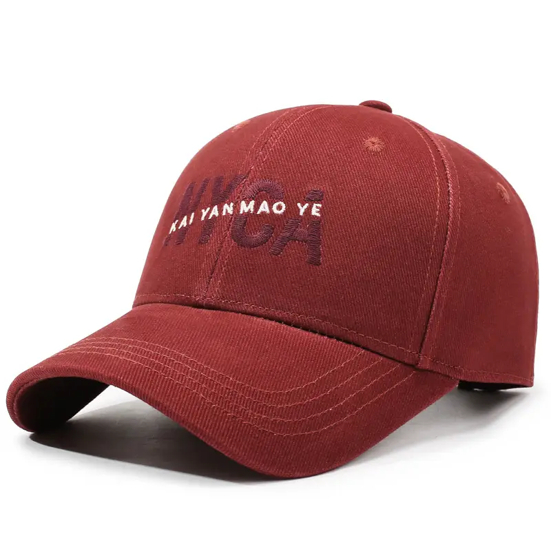 Korean Style Red Baseball Cap with Lettering - Image 3