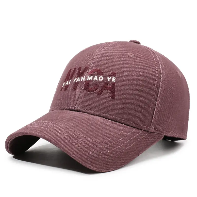 Korean Style Red Baseball Cap with Lettering - Image 5
