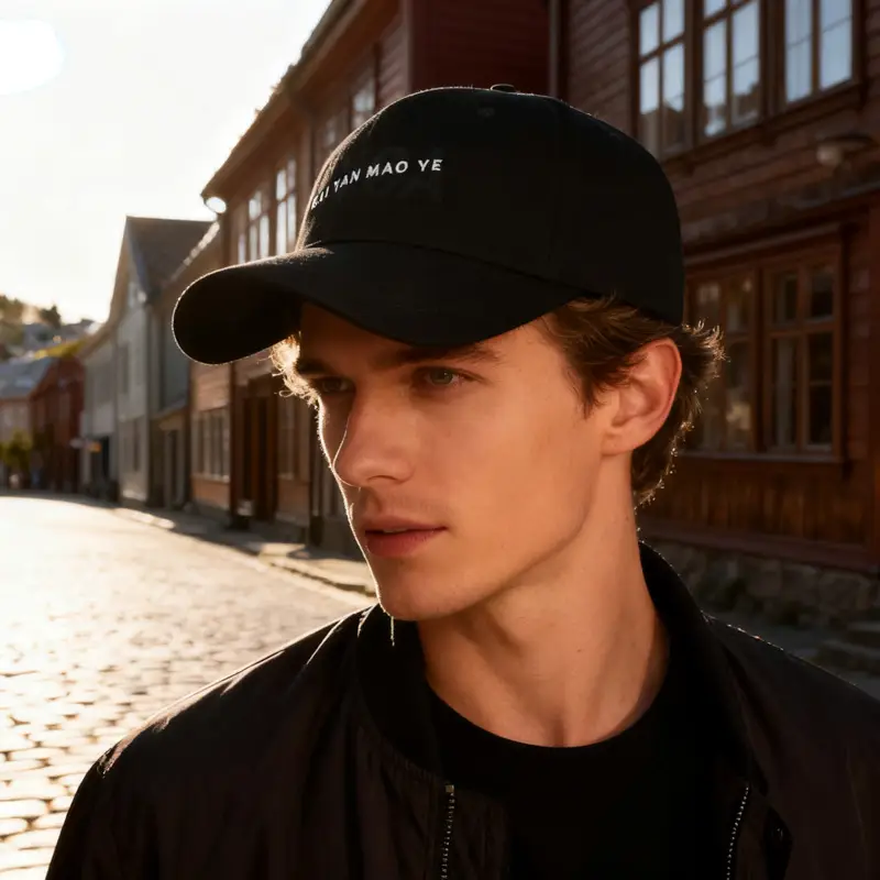 Korean Style Red Baseball Cap with Lettering - Image 9