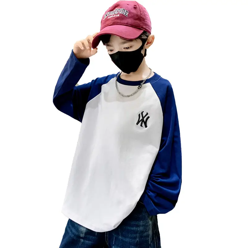 Boys Long Sleeve T-Shirt Grey Black Cotton 2025 - Image 5