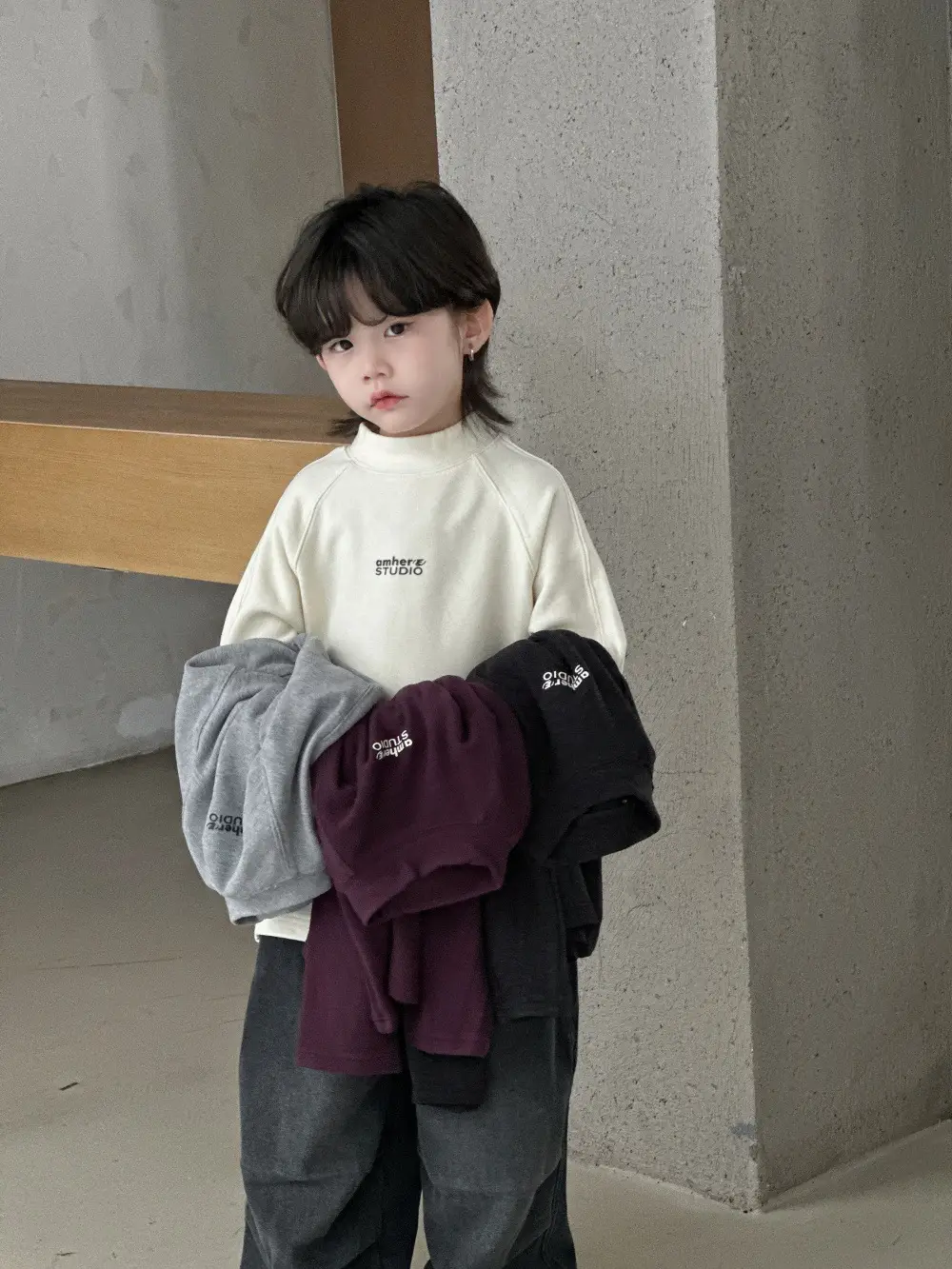 Boy's Velvet Long Sleeve T-Shirt Cream 2025 — feature 3