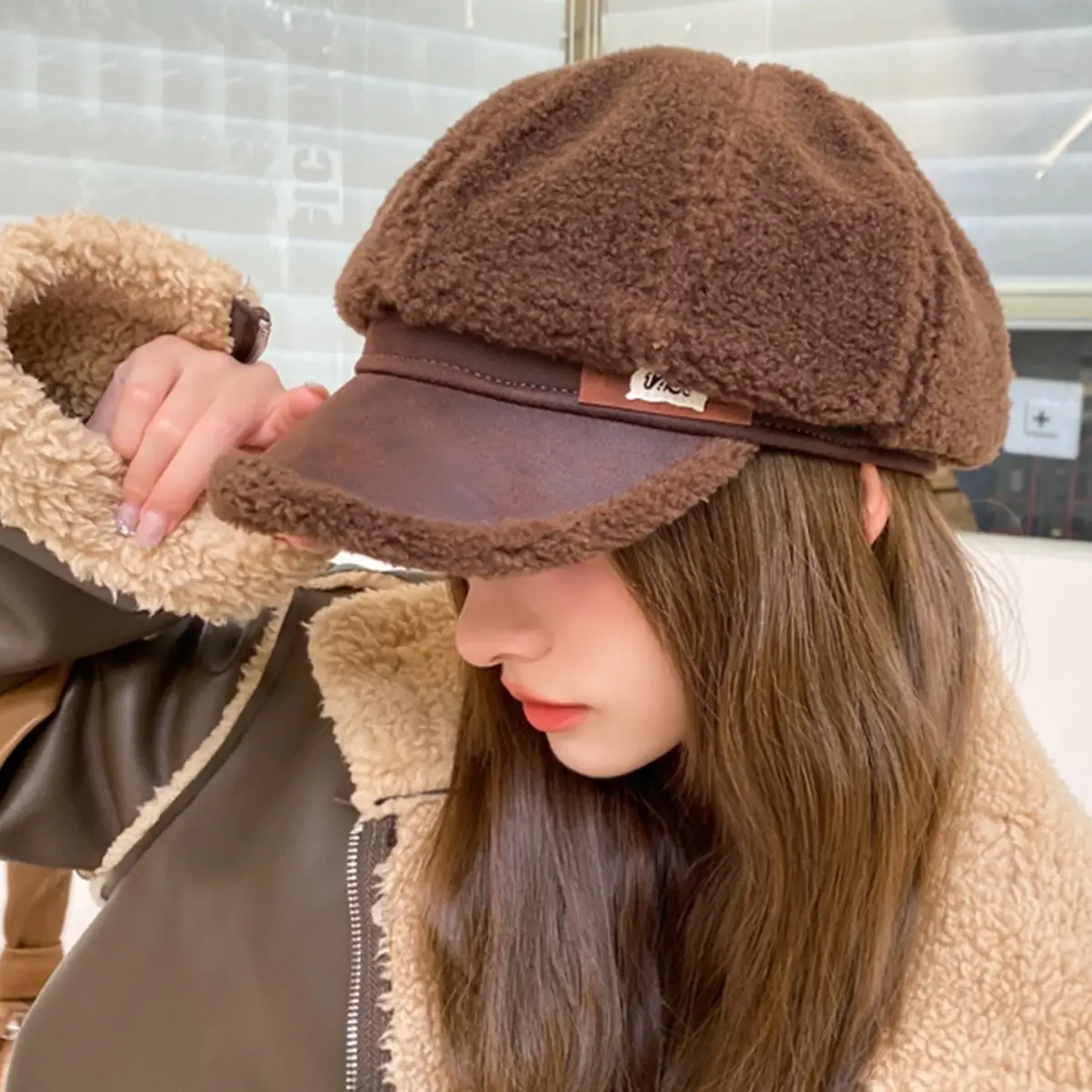 Women Faux Wool Face Cover Cap Winter Warm Cold Proof - Image 7