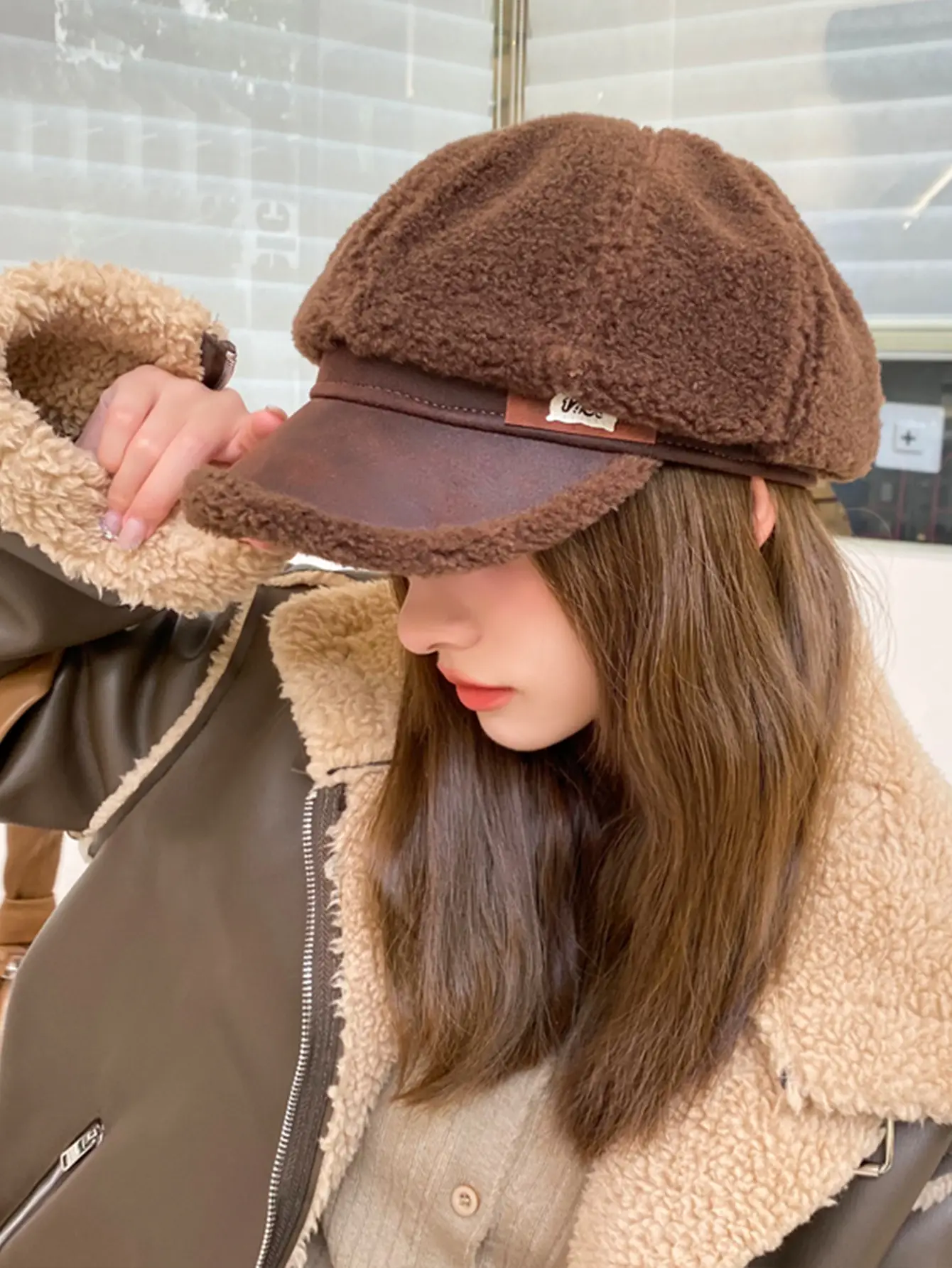 Women Faux Wool Face Cover Cap Winter Warm Cold Proof - Image 4