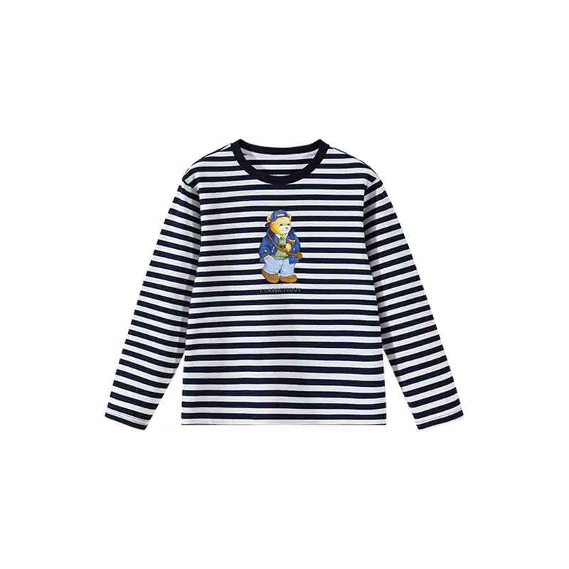 Older Boys Teddy Shirt Striped Cotton Autumn Wear - Image 7