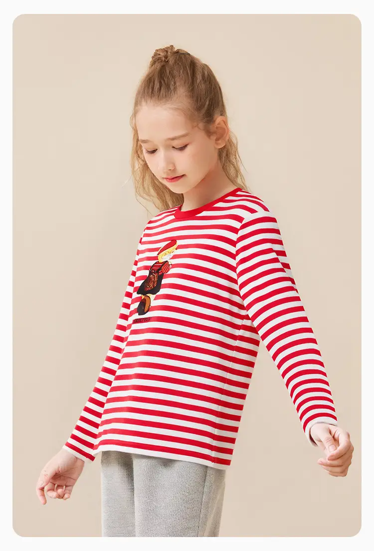 Older Boys Teddy Shirt Striped Cotton Autumn Wear — feature 19