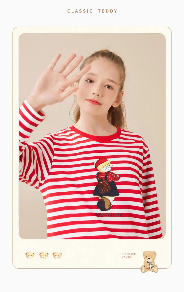 Older Boys Teddy Shirt Striped Cotton Autumn Wear — feature 20