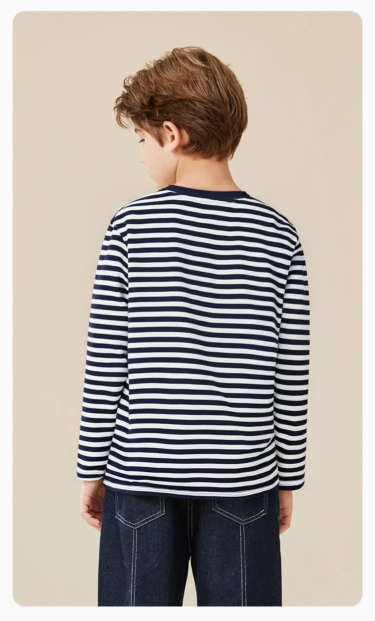 Older Boys Teddy Shirt Striped Cotton Autumn Wear — feature 22