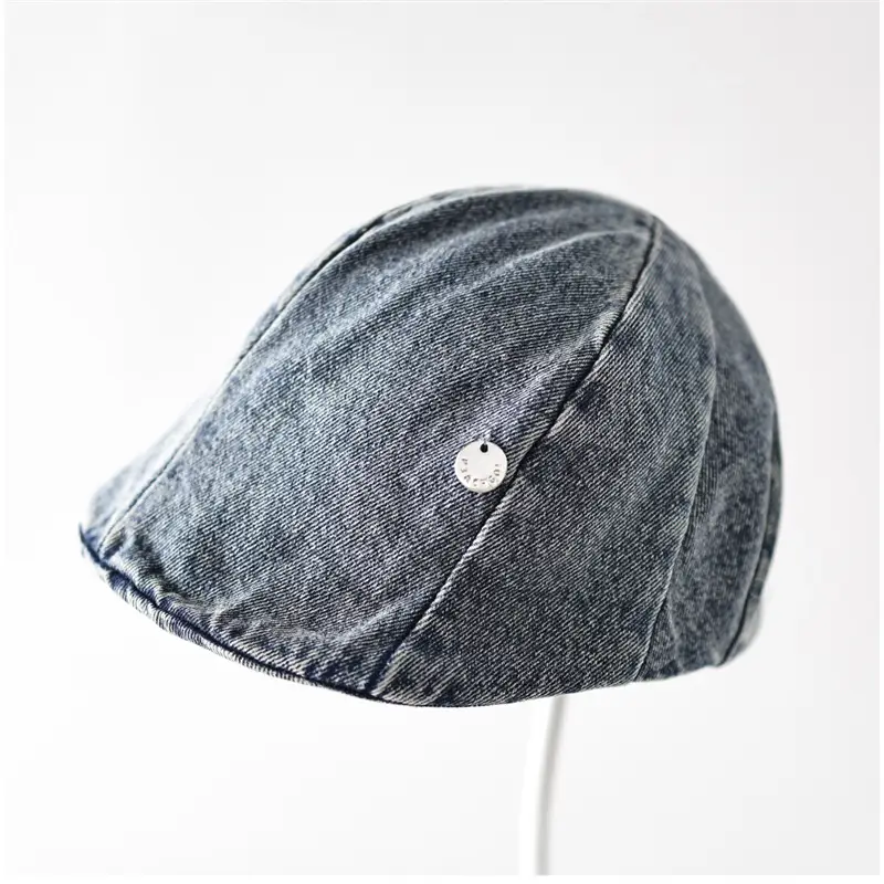 Women Denim Duckbill Cap with Silver Buckle - Image 5