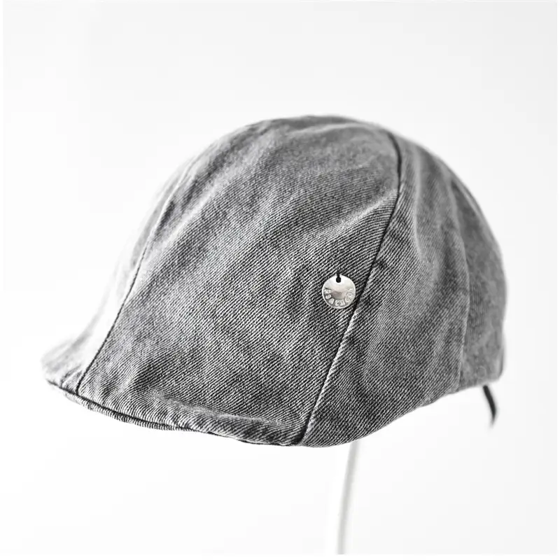 Women Denim Duckbill Cap with Silver Buckle - Image 6