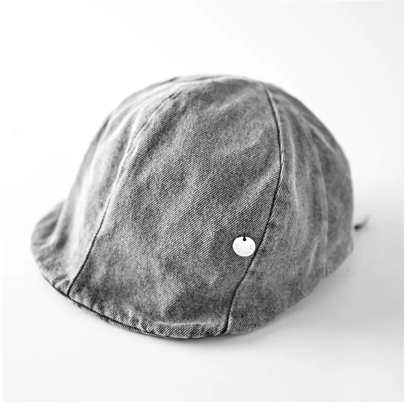 Women Denim Duckbill Cap with Silver Buckle - Image 7