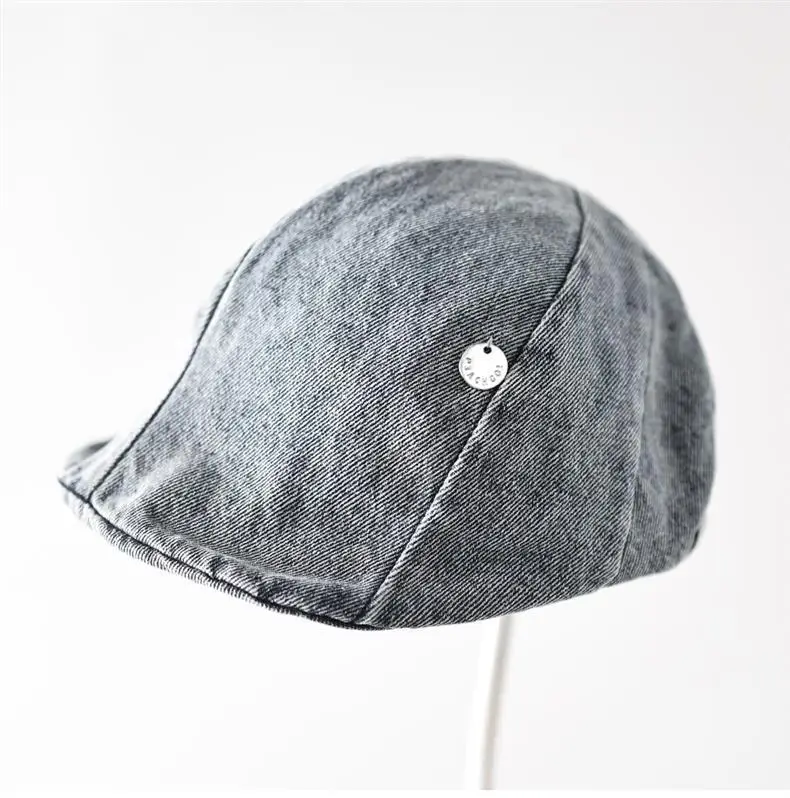 Women Denim Duckbill Cap with Silver Buckle - Image 2