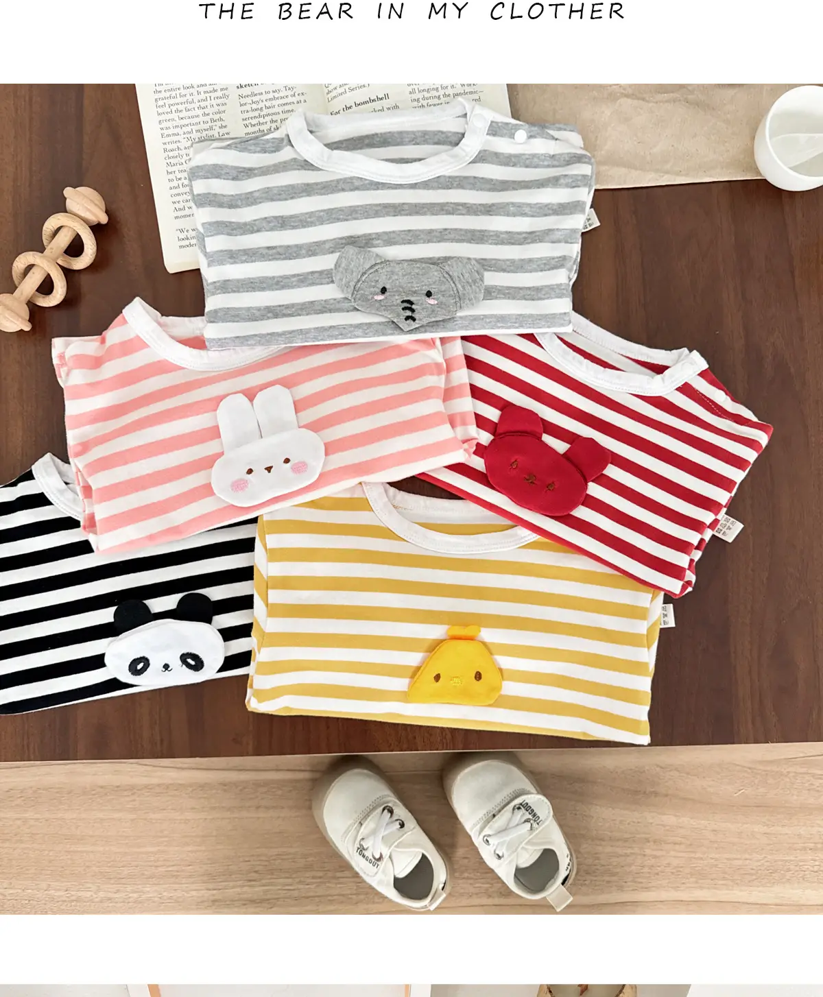 Autumn Striped Cartoon Baby T-Shirt for Boys — feature 6