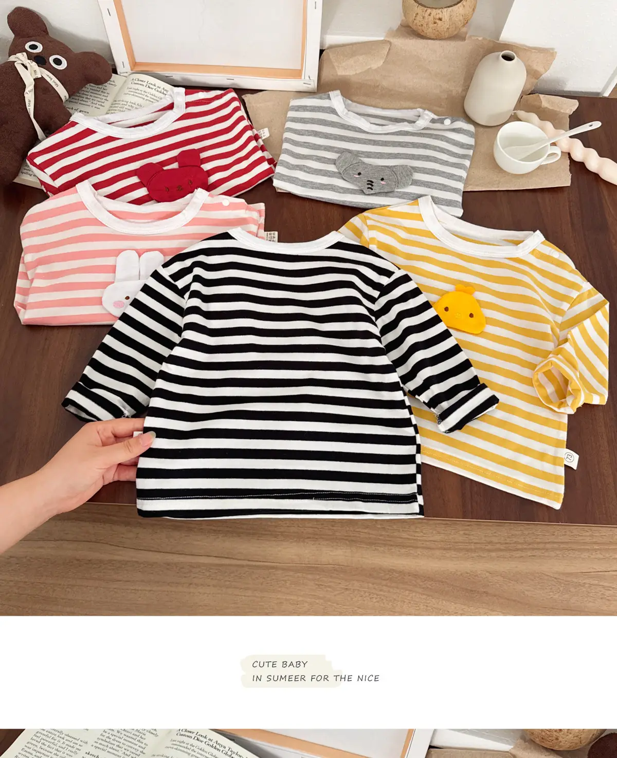Autumn Striped Cartoon Baby T-Shirt for Boys — feature 7