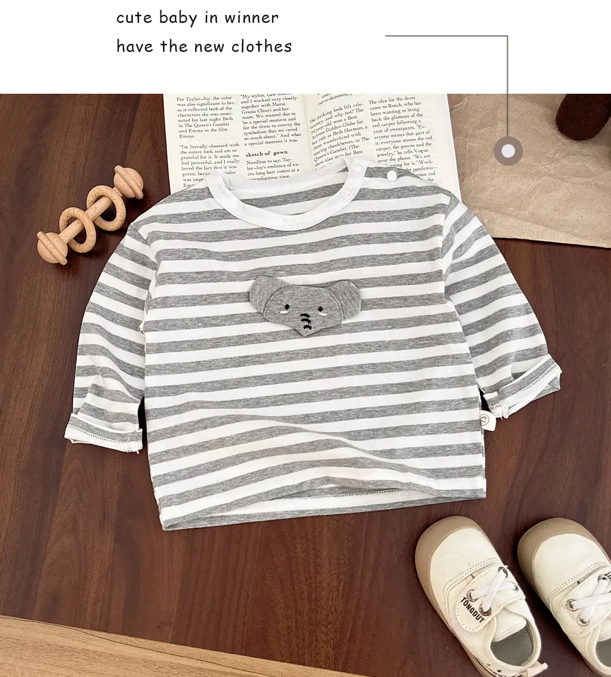 Autumn Striped Cartoon Baby T-Shirt for Boys — feature 9