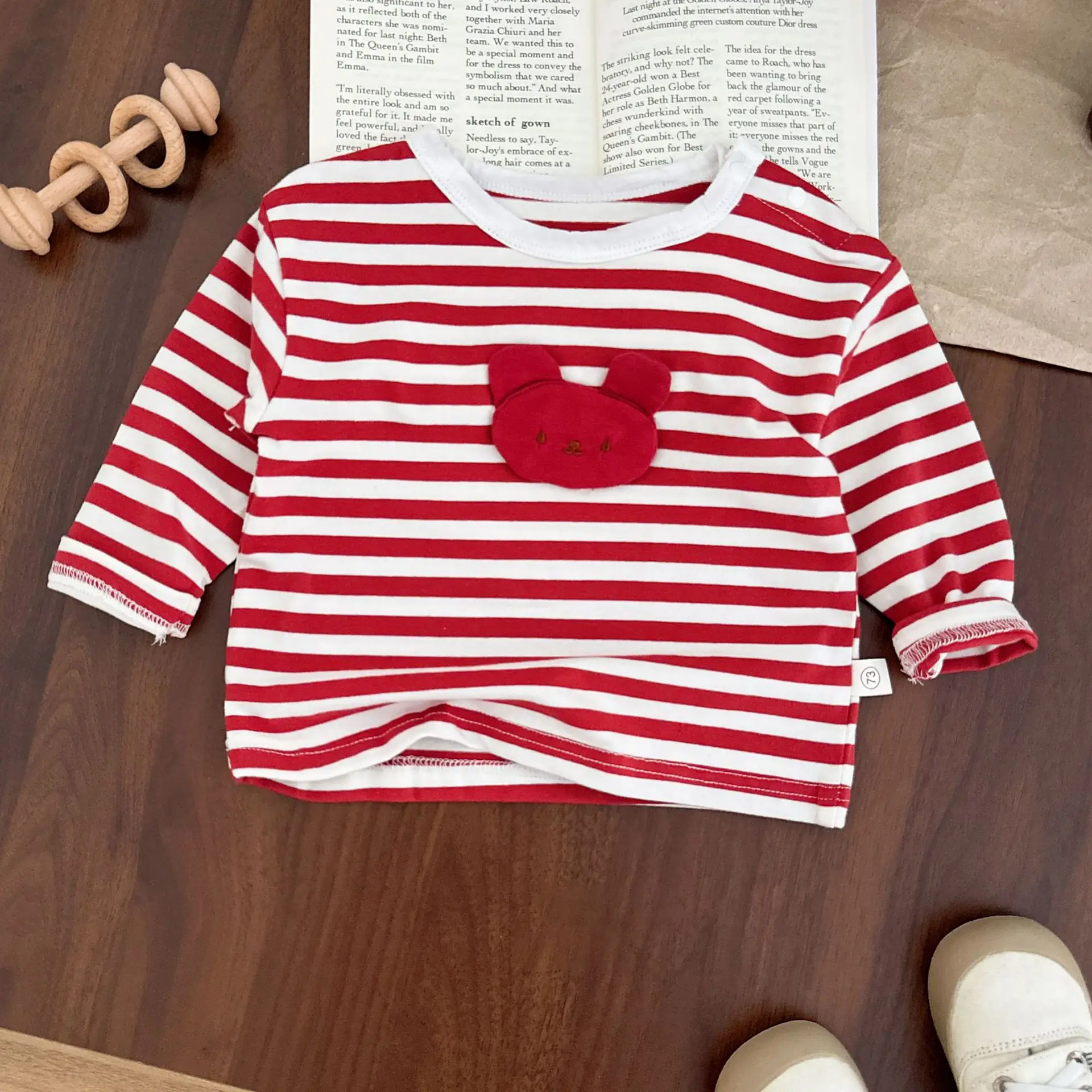 Autumn Striped Cartoon Baby T-Shirt for Boys - Image 2