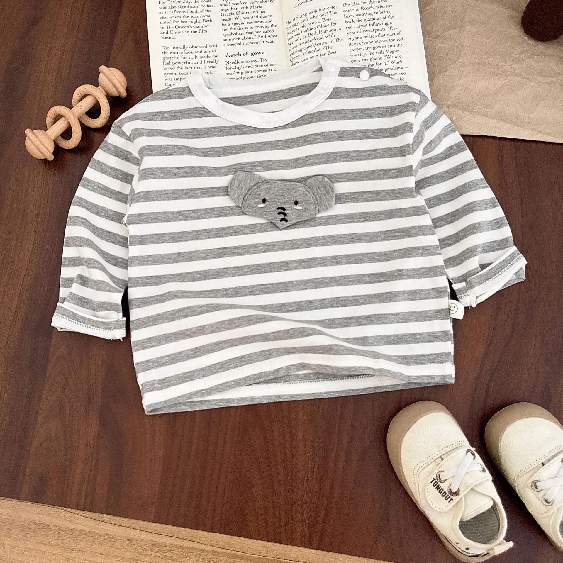 Autumn Striped Cartoon Baby T-Shirt for Boys - Image 4