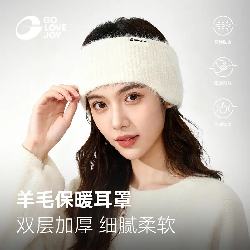 Golejie Warm Wool Earmuffs for Women, Anti-Freeze Ear Protection, Cycling, Windproof and Cold-Proof, Cute Plush Ear Warmer Headband Earmuffs
