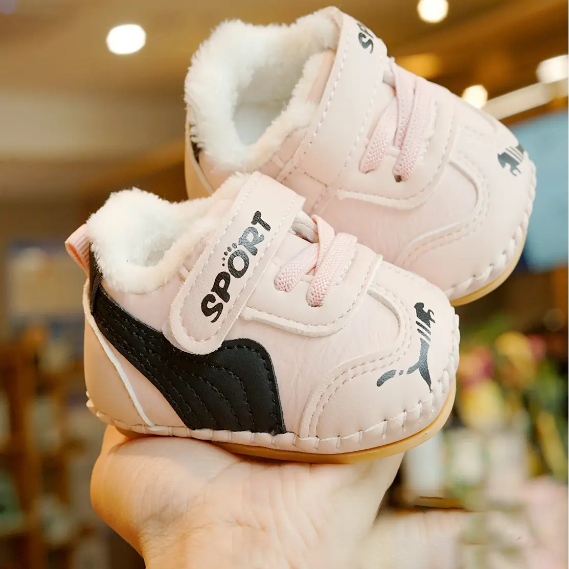 Baby Shoes White Fleece Lined Winter Toddler 0-1Y