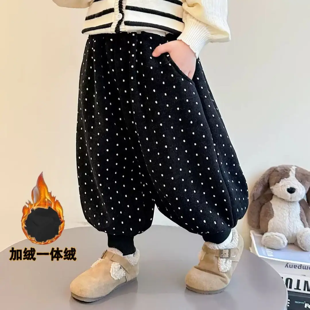 Baby Girl's Velvet Pants Autumn and Winter New Style Small and Medium-Sized Kidsren's Girls' Winter Style Little Girl's Thickeneded Corduroy Pants — feature 12