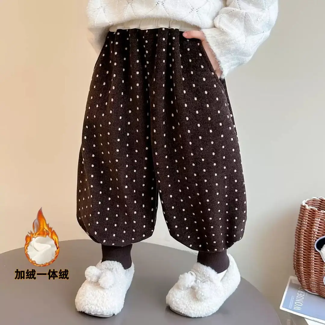 Baby Girl's Velvet Pants Autumn and Winter New Style Small and Medium-Sized Kidsren's Girls' Winter Style Little Girl's Thickeneded Corduroy Pants — feature 13