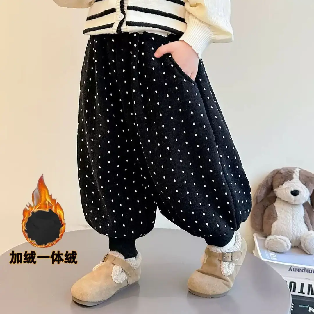 Baby Girl's Velvet Pants Autumn and Winter New Style Small and Medium-Sized Kidsren's Girls' Winter Style Little Girl's Thickeneded Corduroy Pants — feature 18