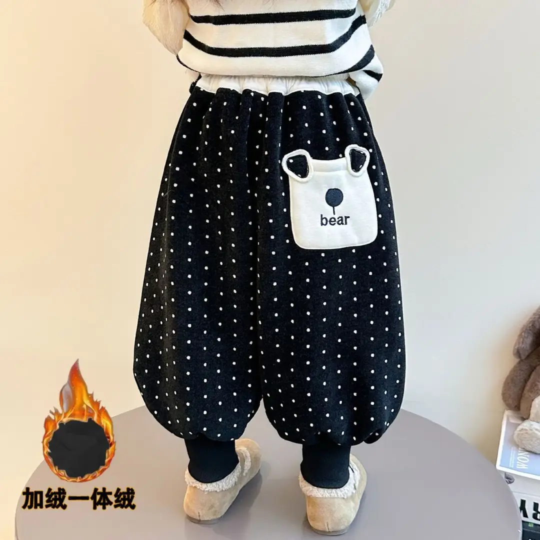 Baby Girl's Velvet Pants Autumn and Winter New Style Small and Medium-Sized Kidsren's Girls' Winter Style Little Girl's Thickeneded Corduroy Pants — feature 9