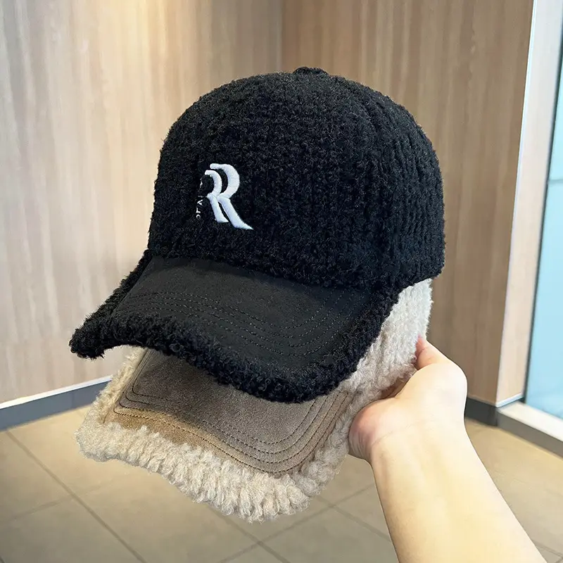 White Embroidered Wool Cap for Women Winter Warm Face-Slimming Hat - Image 6