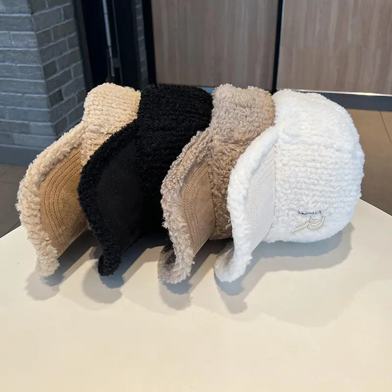 White Embroidered Wool Cap for Women Winter Warm Face-Slimming Hat - Image 8