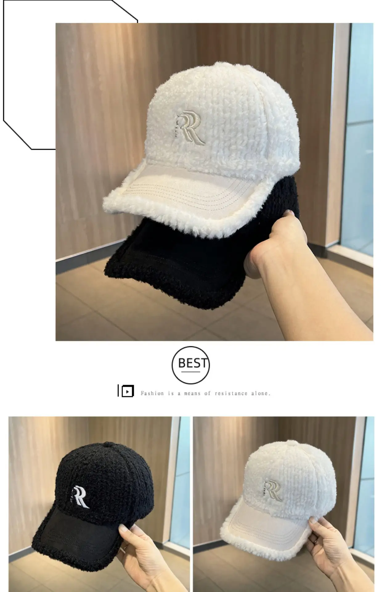 White Embroidered Wool Cap for Women Winter Warm Face-Slimming Hat — feature 3