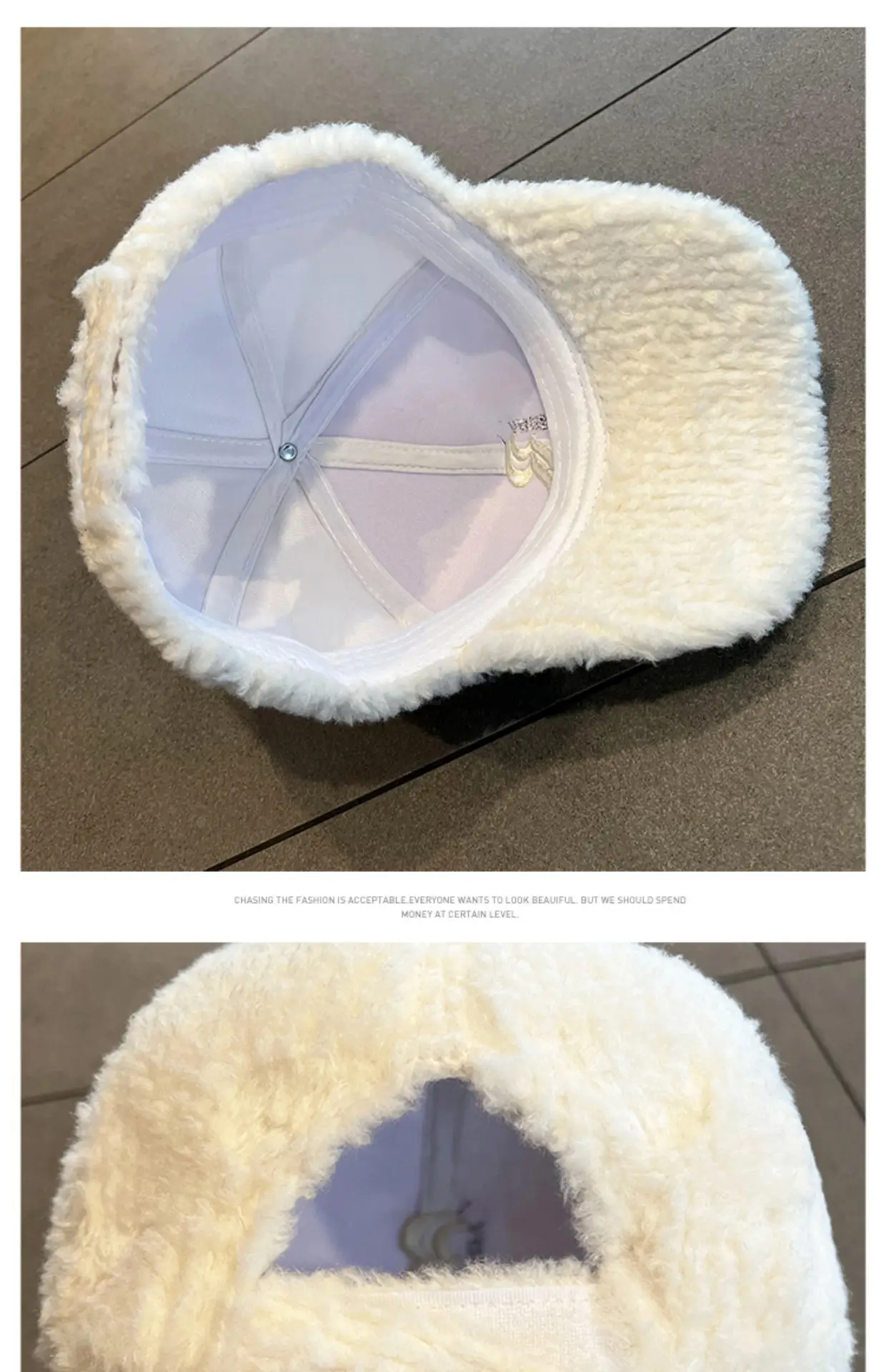 White Embroidered Wool Cap for Women Winter Warm Face-Slimming Hat — feature 5