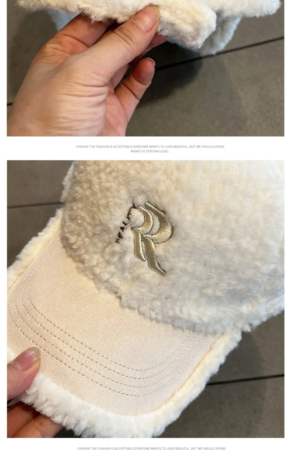 White Embroidered Wool Cap for Women Winter Warm Face-Slimming Hat — feature 6
