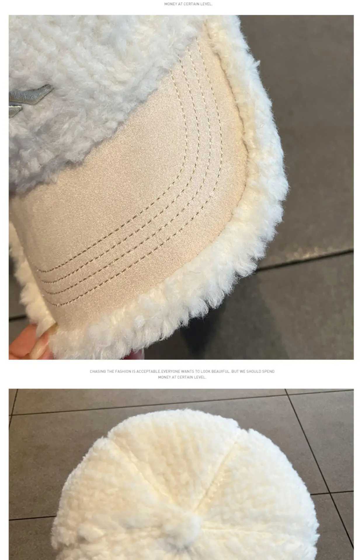 White Embroidered Wool Cap for Women Winter Warm Face-Slimming Hat — feature 7