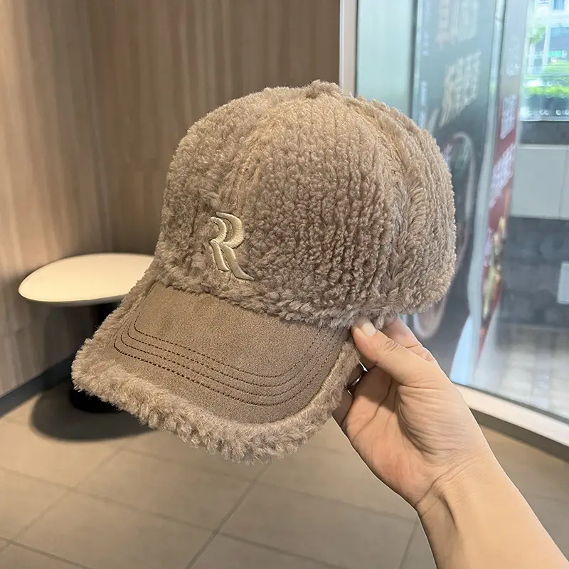 White Embroidered Wool Cap for Women Winter Warm Face-Slimming Hat - Image 4