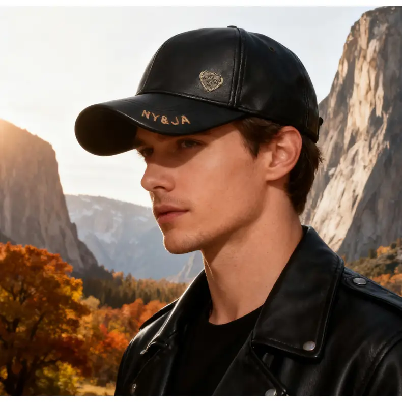 Men's Fleece Lined Baseball Cap with Leather Duckbill — feature 14