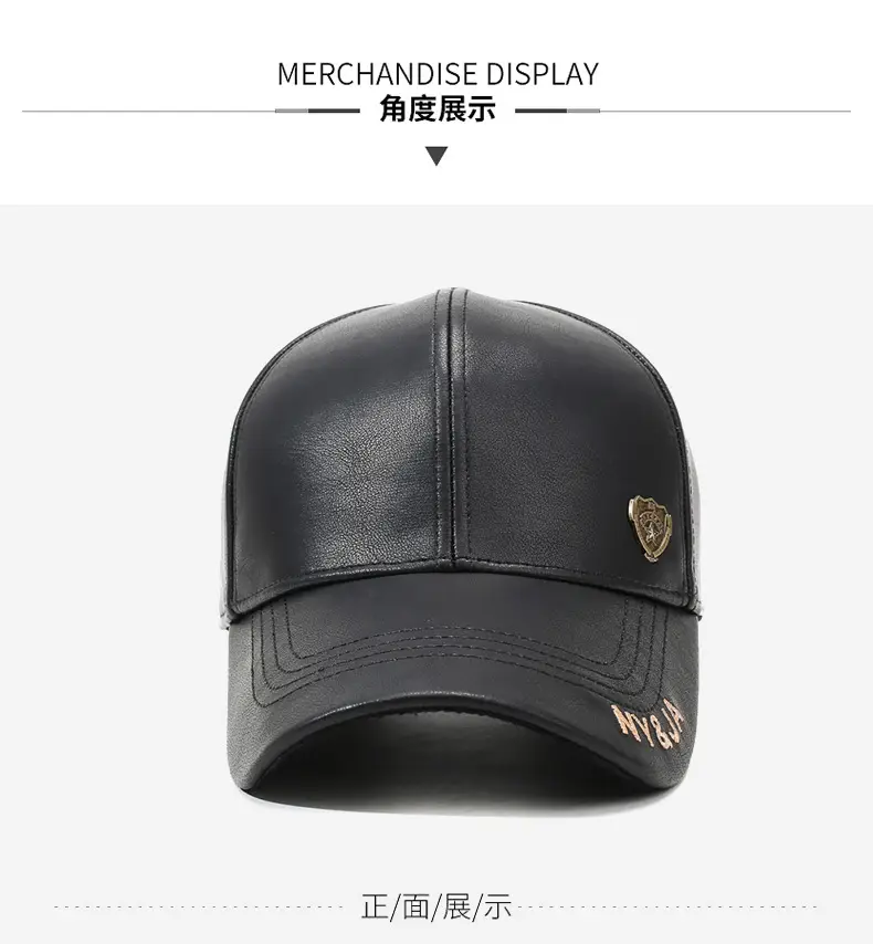 Men's Fleece Lined Baseball Cap with Leather Duckbill — feature 8