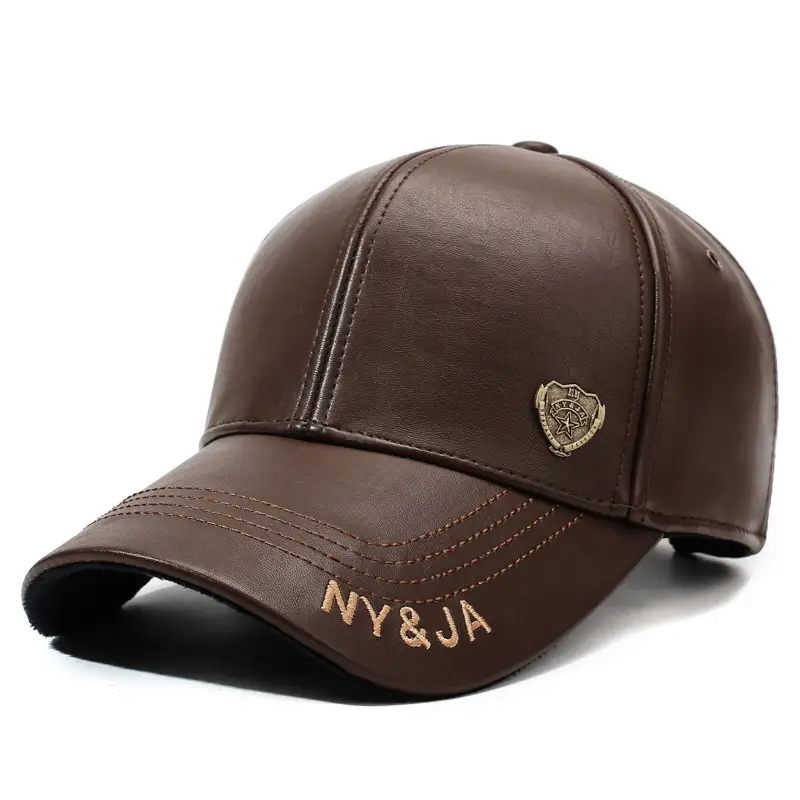Men's Fleece Lined Baseball Cap with Leather Duckbill - Image 2