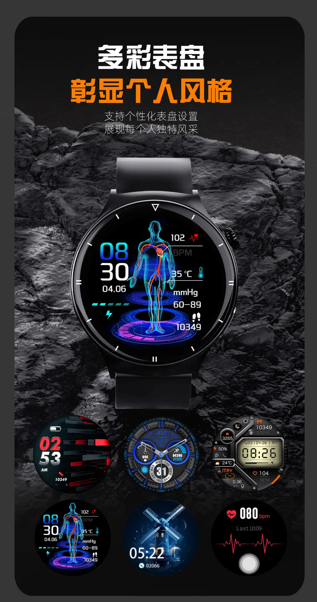 Cross-Border Health Non-Invasive Blood Glucose Measurement Watch Blood Pressure Uric Acid Blood Lipids Nfc Offline Payment Huaqiangbei Smart Watch — feature 12