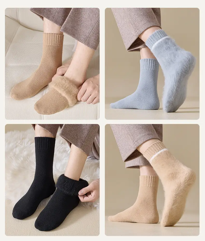 Winter Extra Thick Terry Socks for Men, Super Thick Fleece-Lined Mid-Calf Socks, Autumn and Winter Cold-Resistant Warm Terry Socks from Zhuji Factory — feature 30